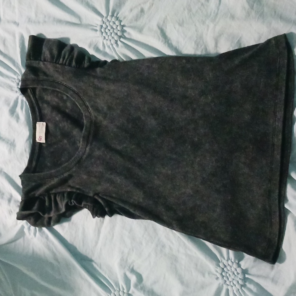 Black Ruffle Sleeve Tank